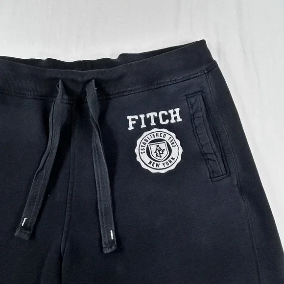 Abercrombie & Fitch Shorts Men XL Black Sweat 8" Fleece Graphic Casual Y2K - Picture 2 of 8